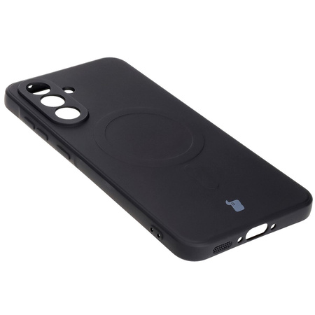 Silikonowe etui z pierścieniem magnetycznym Bizon Case Silicone Magnetic Sq do Galaxy A36 5G, czarne