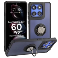 Etui z uchwytem na palec Bizon Case Hybrid Ring do Motorola Edge 60 Pro, przydymione z czarną ramką