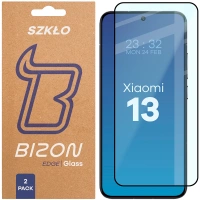 Szkło hartowane Bizon Glass Edge Duo do Xiaomi 13, czarna ramka, 2 sztuki