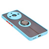 Etui z uchwytem na palec Bizon Case Hybrid Ring do Realme 11 Pro / 11 Pro+, przydymione z jasnoniebieską ramką
