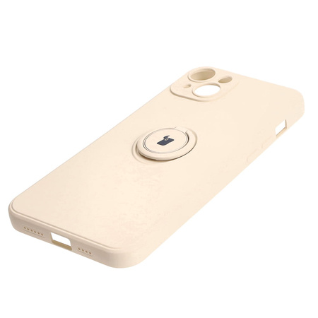 Etui Bizon Case Silicone Ring Sq do iPhone 15 Plus, beżowe