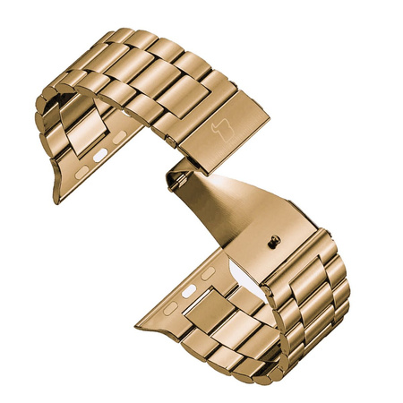 Pasek ze stali nierdzewnej Bizon Strap Watch Aura do Apple Watch 38/40/41/42 mm, różowozłoty