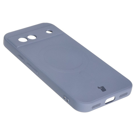 Silikonowe etui z pierścieniem magnetycznym Bizon Case Silicone Magnetic Sq do Google Pixel 8a, szare