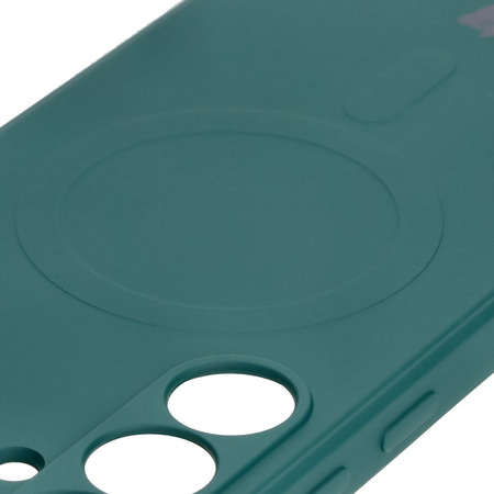 Silikonowe etui z pierścieniem magnetycznym Bizon Case Silicone Magnetic Sq do Galaxy S24 FE, ciemnozielone