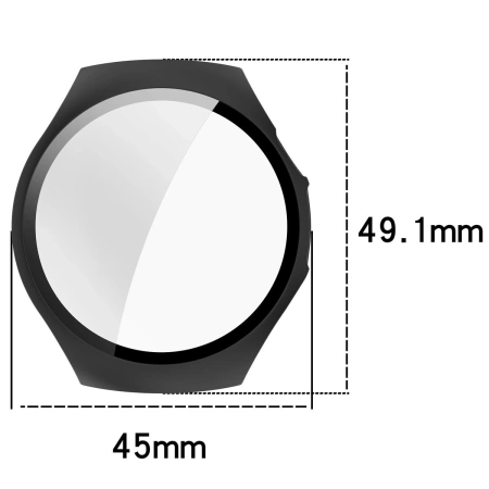 Etui ze szkłem do zegarka Bizon Case Watch Adamo do Huawei Watch 5 42 mm, matowe czarne
