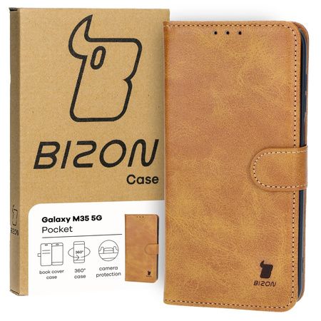 Etui z klapką Bizon Case Pocket do Galaxy M35 5G, brązowe