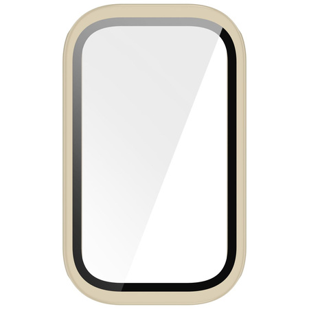 Etui ze szkłem do zegarka Bizon Case+Glass Watch do Xiaomi Smart Band 9 Active / Redmi Band 3, beżowe