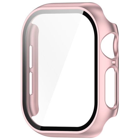 Etui ze szkłem do zegarka Bizon Case+Glass Watch do Apple Watch 10 46mm, jasnoróżowe