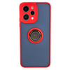 Etui z uchwytem na palec Bizon Case Hybrid Ring do Xiaomi Redmi 12, przydymione z czerwoną ramką