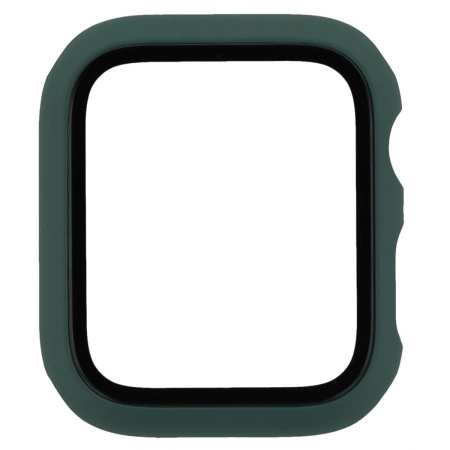 Etui ze szkłem do zegarka Bizon Case Watch Adamo do Apple Watch SE 3 / SE 2 / SE / 6 / 5 / 4 (44 mm), matowe ciemnozielone