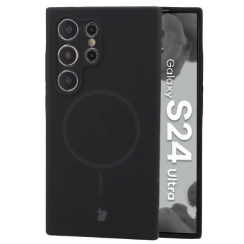 Silikonowe etui z pierścieniem magnetycznym Bizon Soft Case Magnetic do Galaxy S24 Ultra, czarne