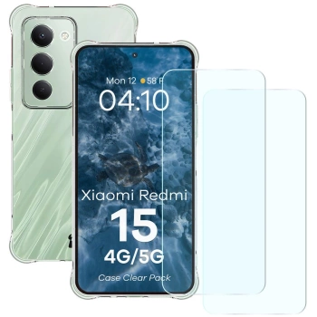 Elastyczne etui + 2x szkło hartowane Bizon Case Clear Pack do Xiaomi Redmi 15 4G / 5G