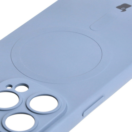 Etui silikonowe z pierścieniem magnetycznym Bizon Case Silicone Magnetic do iPhone 14 Pro, szare