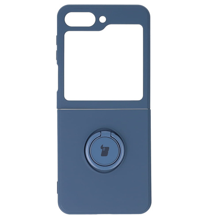 Etui Bizon Case Silicone Ring Sq do Galaxy Z Flip5, granatowe