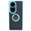 Etui z uchwytem na palec Bizon Case Hybrid Ring do Oppo Reno10 / 10 Pro, przydymione z jasnoniebieską ramką
