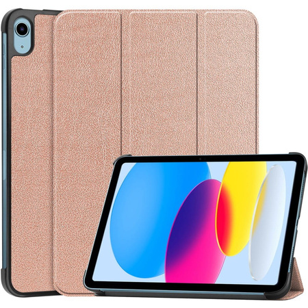 Etui Bizon Case Tab Croc do Apple iPad 10 10.9 2022, różowozłote