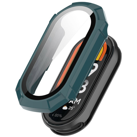 Etui ze szkłem do zegarka Bizon Case Watch Adamo do Xiaomi Smart Band 9, zielone