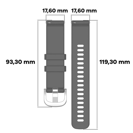 Pasek silikonowy do smartwatcha, Bizon Strap Watch Silicone Pro T, Quick Release 18 mm, szary