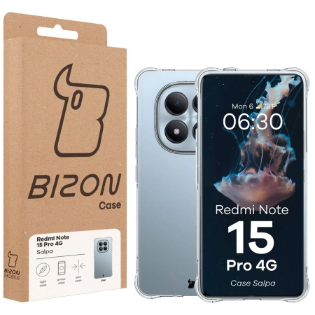 Elastyczne etui Bizon Case Salpa do Xiaomi Redmi Note 15 Pro 4G, przezroczyste