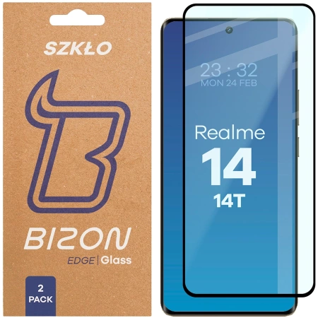 Szkło hartowane Bizon Glass Edge Duo do Realme 14 5G / 14T 5G, czarna ramka, 2 sztuki