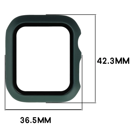 Etui ze szkłem do zegarka Bizon Case Watch Adamo do Apple Watch SE 3 / SE 2 / SE / 6 / 5 / 4 (40 mm), matowe ciemnozielone