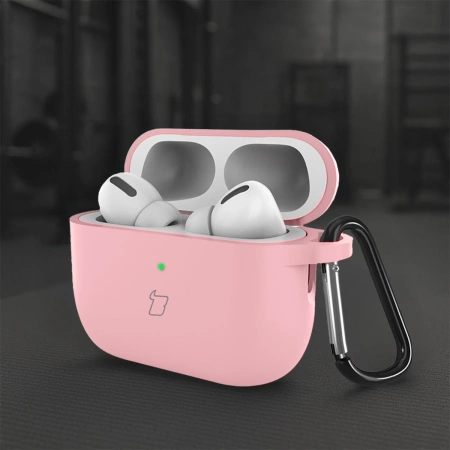 Silikonowe etui z karabińczykiem Bizon Case Headphone Silicone do AirPods Pro 3, różowe
