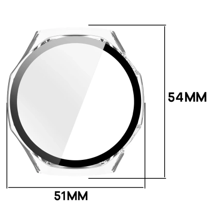 Etui ze szkłem do zegarka Bizon Case+Glass Watch do Huawei Watch GT6 Pro 46 mm, przeźroczyste