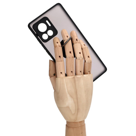 Etui z uchwytem na palec Bizon Case Hybrid Ring do Motorola Edge 30 Ultra, przydymione z czarną ramką