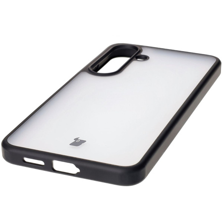 Etui Bizon Case Angelo do Galaxy S25 Plus, półprzezroczyste z czarną ramką