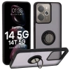 Etui z uchwytem na palec Bizon Case Hybrid Ring do Realme 14 5G / 14T 5G, przydymione z czarną ramką
