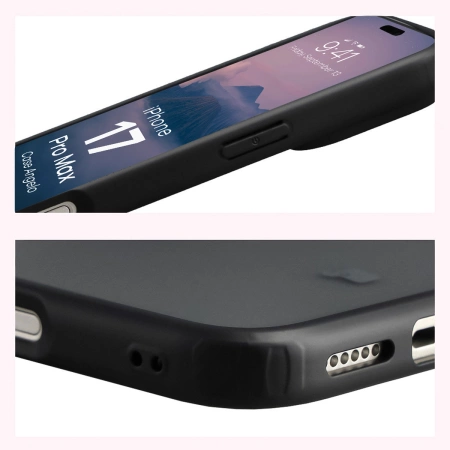 Etui Bizon Case Angelo do iPhone 17 Pro Max, przydymione z czarną ramką