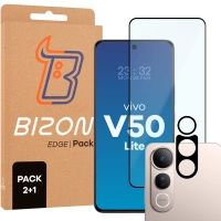 2x Szkło + szybka na aparat Bizon Edge 2 Pack do Vivo V50 Lite 4G / 5G