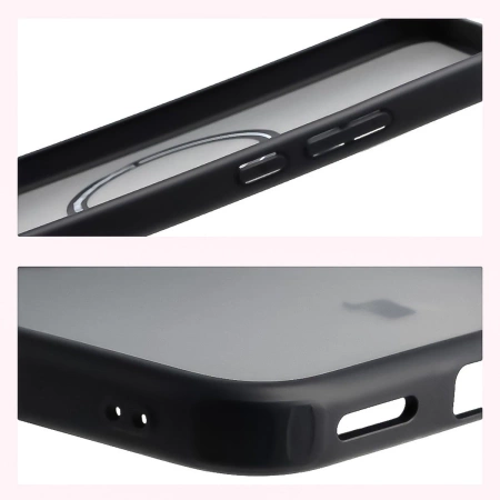 Etui z pierścieniem magnetycznym Bizon Case MatteO do Xiaomi POCO F7, przydymione-czarne