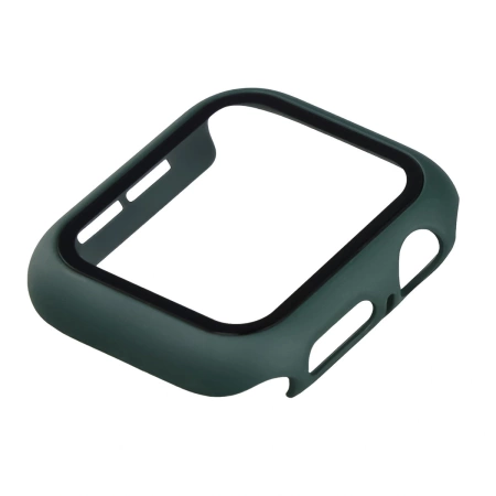 Etui ze szkłem do zegarka Bizon Case Watch Adamo do Apple Watch SE 3 / SE 2 / SE / 6 / 5 / 4 (40 mm), matowe ciemnozielone