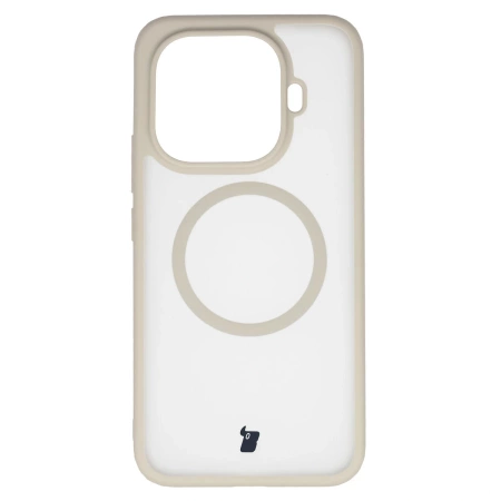 Etui z pierścieniem magnetycznym Bizon Case MatteO do Xiaomi 15T Pro, przydymione-beżowe