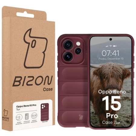 Pancerne etui Bizon Case Tur do Oppo Reno 15 Pro, burgundowe