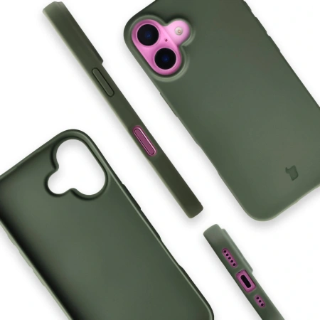 Etui z recyklingu Bizon Case ReLeaf do iPhone 16, ciemnozielone