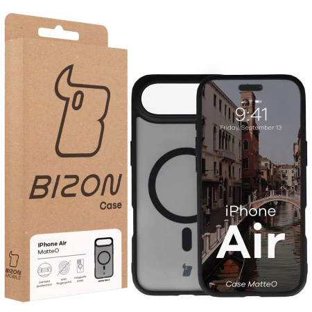 Etui z pierścieniem magnetycznym Bizon Case MatteO do iPhone Air, przydymione-czarne