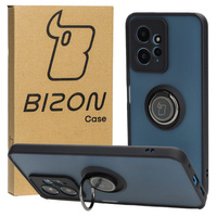 Etui z uchwytem na palec Bizon Case Hybrid Ring do Xiaomi Redmi Note 12 4G, przydymione z czarną ramką