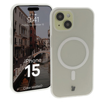 Etui z pierścieniem magnetycznym Bizon Case MatteO do iPhone 15, półprzezroczyste