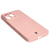 Etui silikonowe z pierścieniem magnetycznym Bizon Case Silicone Magnetic do iPhone 15 Pro Max, jasnoróżowe