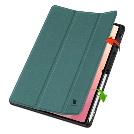 Etui z klapką Bizon Case Tab Lizard do Galaxy Tab S11 Ultra, ciemnozielone