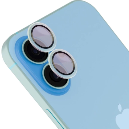 Szkło na aparat z aplikatorem Bizon Glass Snap Lens do iPhone 17, 1 zestaw, niebieskoszara ramka