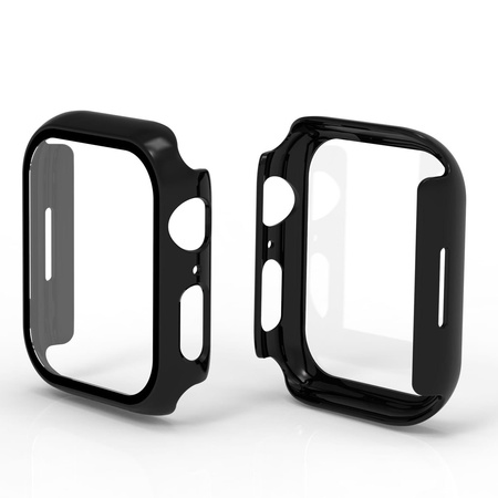 Etui ze szkłem Bizon Case, Case + Glass Set Apple Watch 8/7 41mm, czarne