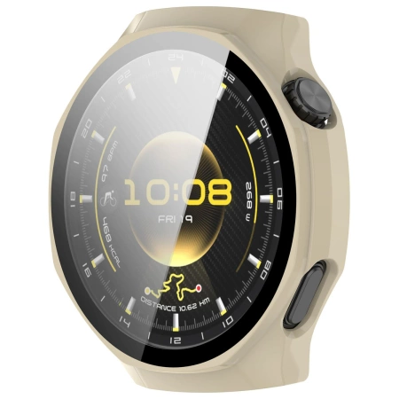 Etui ze szkłem do zegarka Bizon Case Watch Adamo do Huawei Watch GT6 Pro 46 mm, beżowe