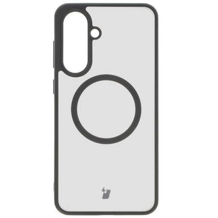 Etui z pierścieniem magnetycznym Bizon Case MatteO do Galaxy A36 5G, półprzezroczyste z czarną ramką