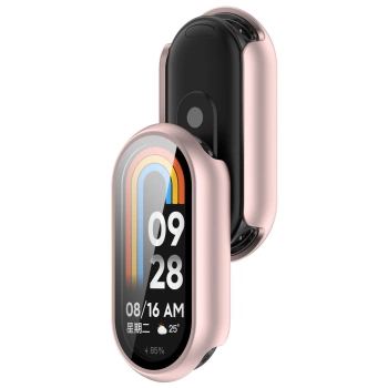 Etui ze szkłem do zegarka Bizon Case Watch Adamo do Xiaomi Smart Band 10, jasnoróżowe