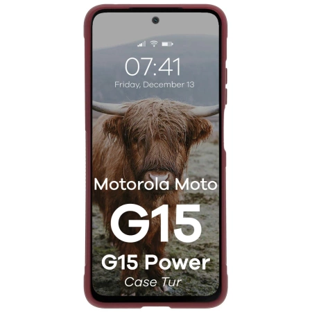 Pancerne etui Bizon Case Tur do Motorola Moto G15 / G15 Power, burgundowe