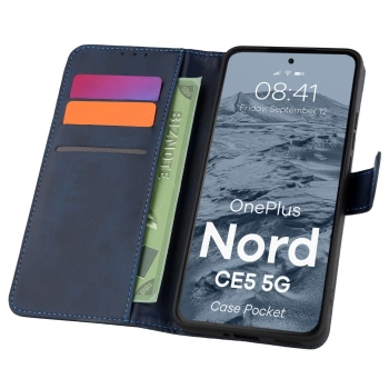 Etui z klapką Bizon Case Pocket do OnePlus Nord CE5 5G, granatowe
