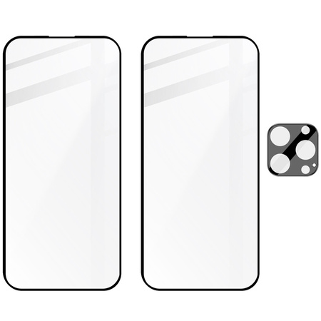 2x Szkło hartowane z ramką + szybka na aparat Bizon Edge 2 Pack do iPhone 16 Pro Max